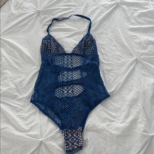 Victoria’s Secret Navy Blue Crochet One-Piece lingerie size medium